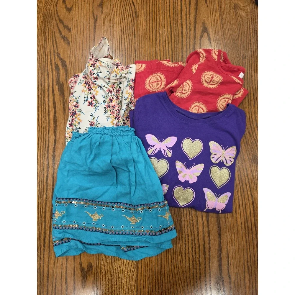 Girls Size Medium 7/8 Lot 4 Piece Tea Brand Dress Disney Skort Back To School